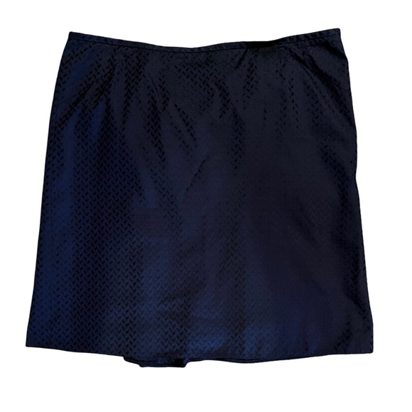 ARMANI COLLEZIONI Silk Navy Skirt A-Line Straight Italy TG 52 US 16 Plus 90s Y2K - Picture 8 of 8